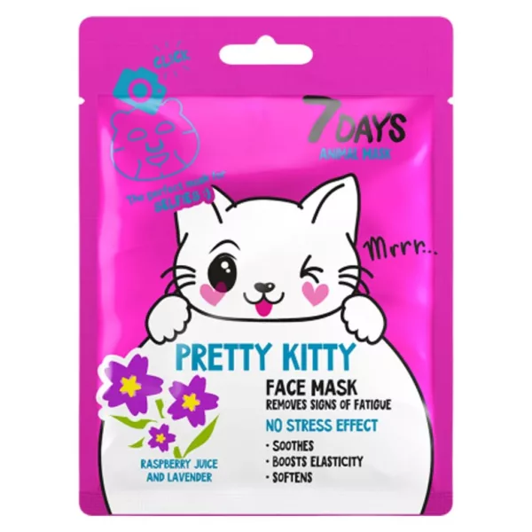 Animal-face-sheet-mask-PRETTY-KITTY-600x600 ماسک ورقه ای ضد استرس سون دیز Pretty Kitty - Image 1