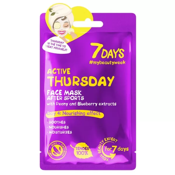 Face-sheet-mask-after-sports-Active-Thursday-600x600 ماسک صورت ورقه ای مغذی سون دیز مدل Active Thursday - Image 1