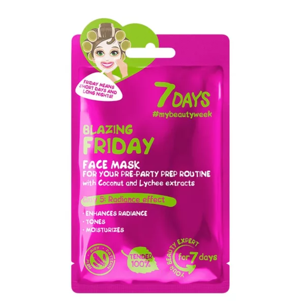 seven-days-Face-sheet-mask-for-your-pre-party-prep-routine-Blazing-Friday-4-600x600 ماسک صورت ورقه ای مرطوب کننده سون دیز مدل blazing Friday - Image 1